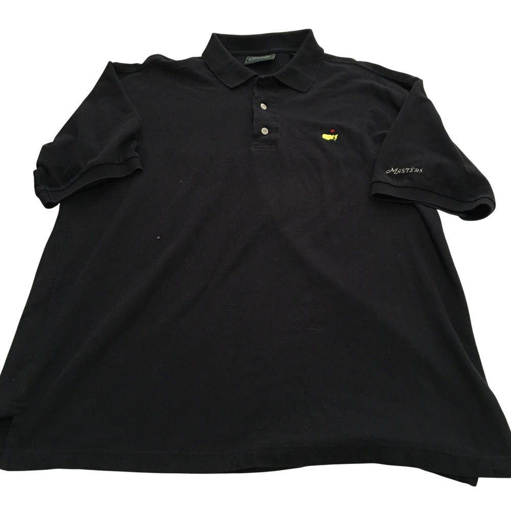 Masters Collection Polo Shirt Mens Large Black Short Sleeve Golf Logo